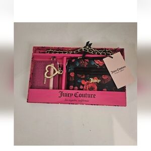 Juicy Couture Black and Red Floral Wallet Set